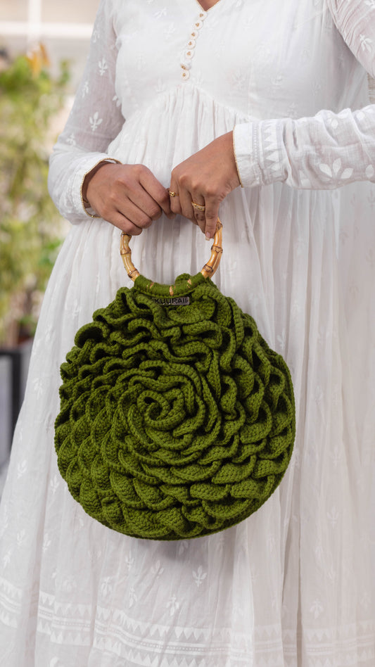 Olive Green Flower Bag