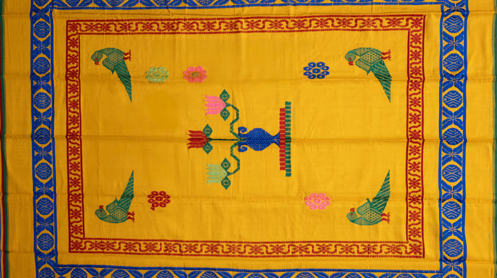 Handloom Pattu jamakkalam - yellow