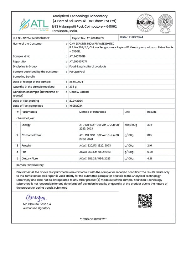 Test report - Parupu Podi
