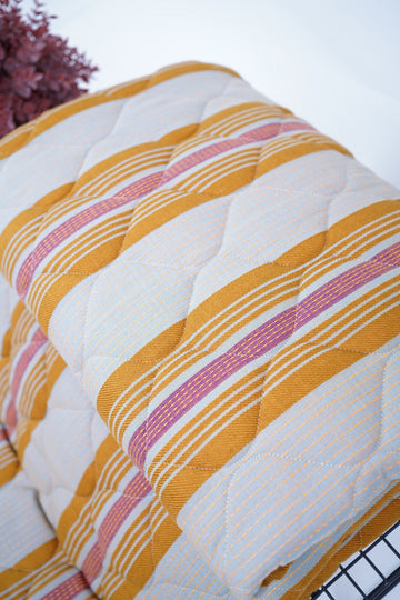 Premium Handloom Single Cot Chennimalai Quilt - Pastel Harmony