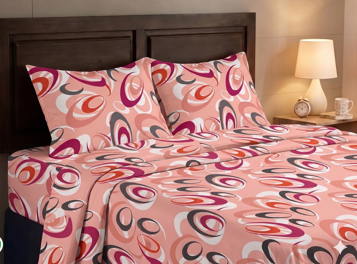 Premium Handloom Chennimalai Double Cot Bedspread Peach Print