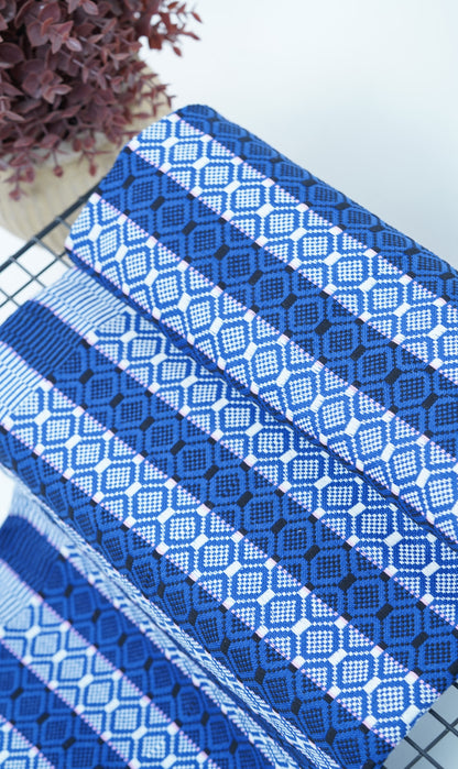 Premium Handloom Chennimalai bedsheet - Ocean Blue