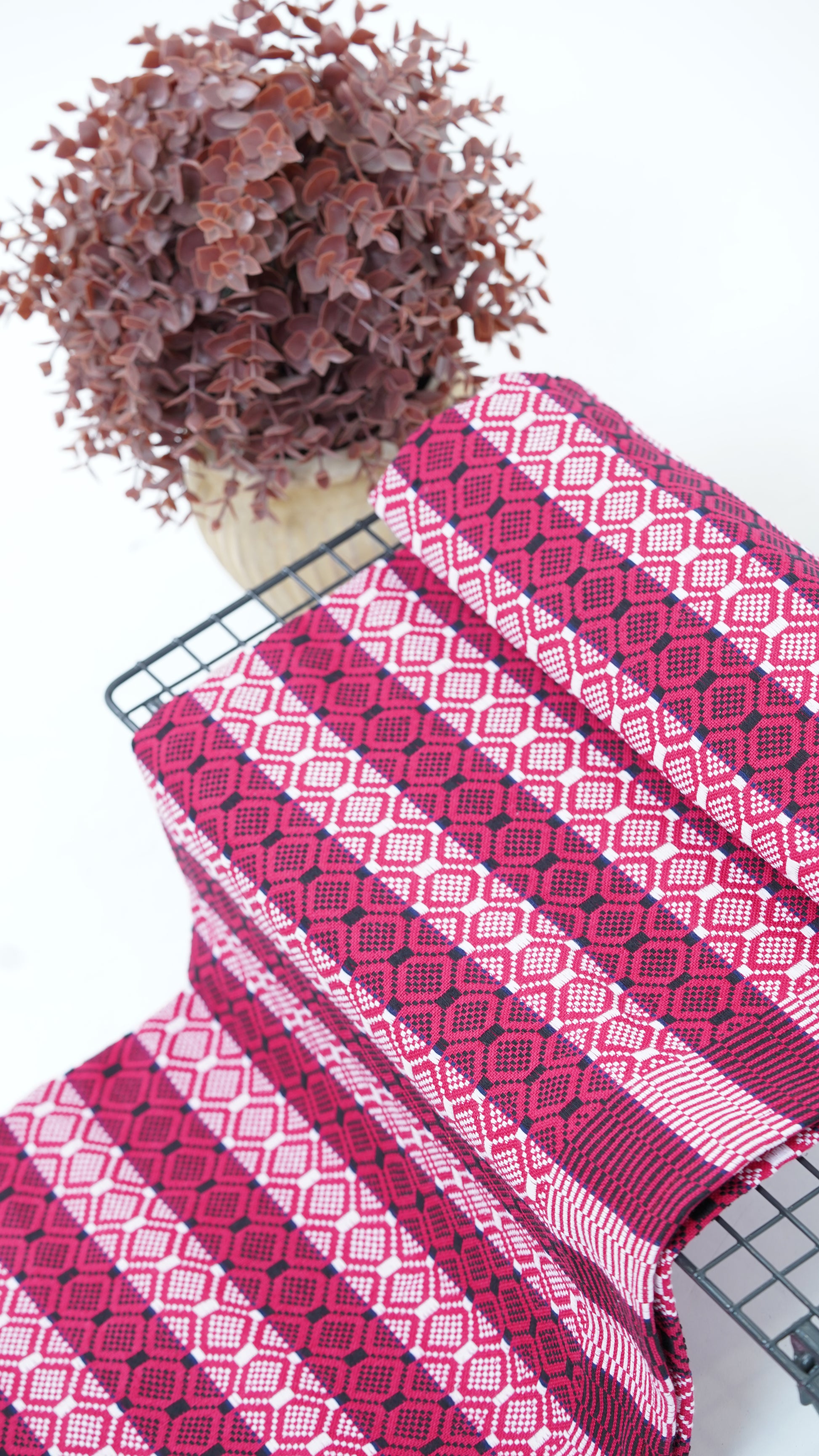 Premium Handloom Chennimalai bedsheet - Wine Red