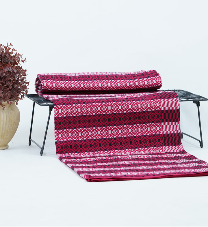 Premium Handloom Chennimalai bedsheet - Wine Red