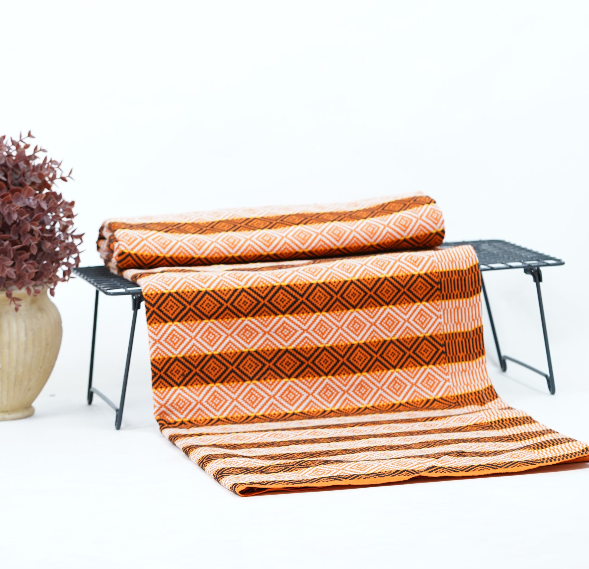 Premium Handloom Chennimalai bedsheet – Orange