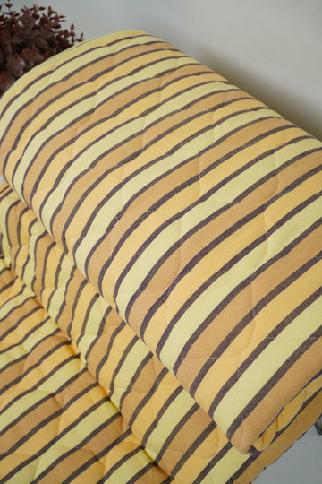 Premium Handloom Double Cot Chennimalai Quilt- Light Yellow