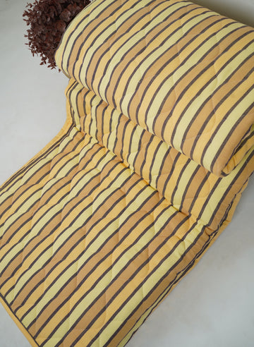 Premium Handloom Double Cot Chennimalai Quilt- Light Yellow