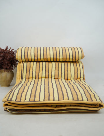 Premium Handloom Double Cot Chennimalai Quilt- Light Yellow