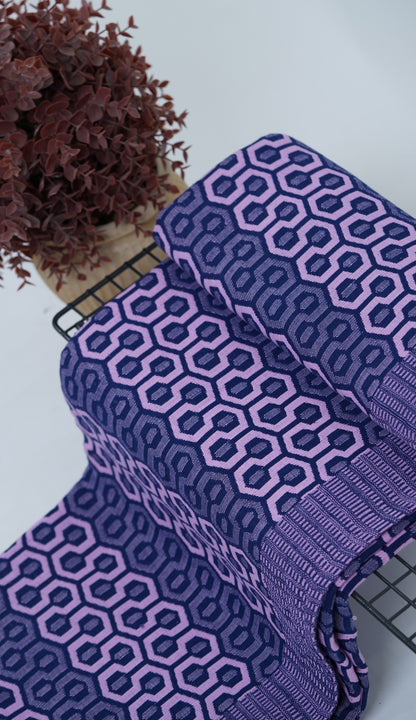 Premium Handloom double cot Chennimalai bedsheet - Purple Geometric