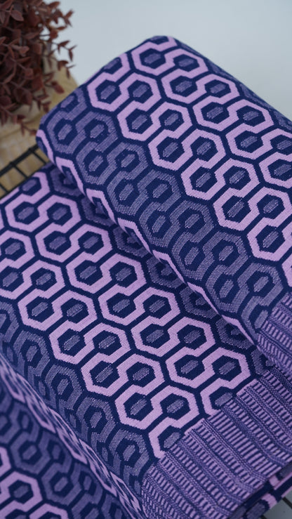 Premium Handloom double cot Chennimalai bedsheet - Purple Geometric