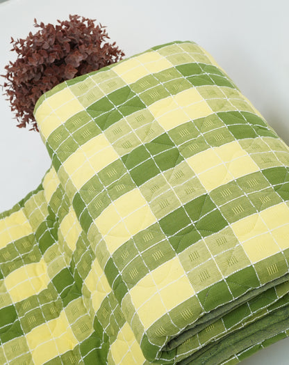 Premium Handloom Double Cot Chennimalai Quilt - Lemon Lime