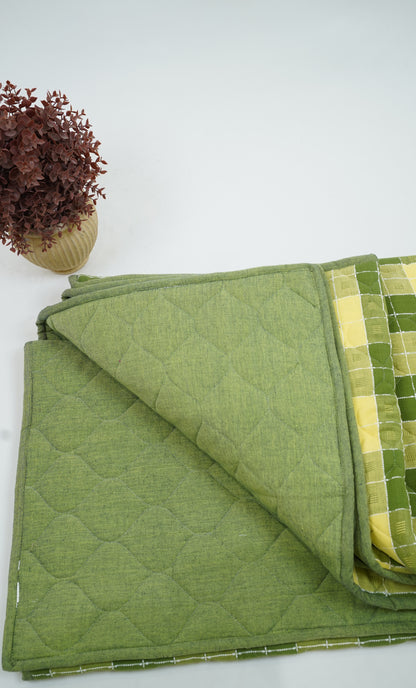 Premium Handloom Double Cot Chennimalai Quilt - Lemon Lime