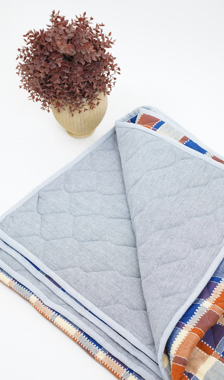 Premium Handloom Double Cot Chennimalai Quilt- Royal Rust