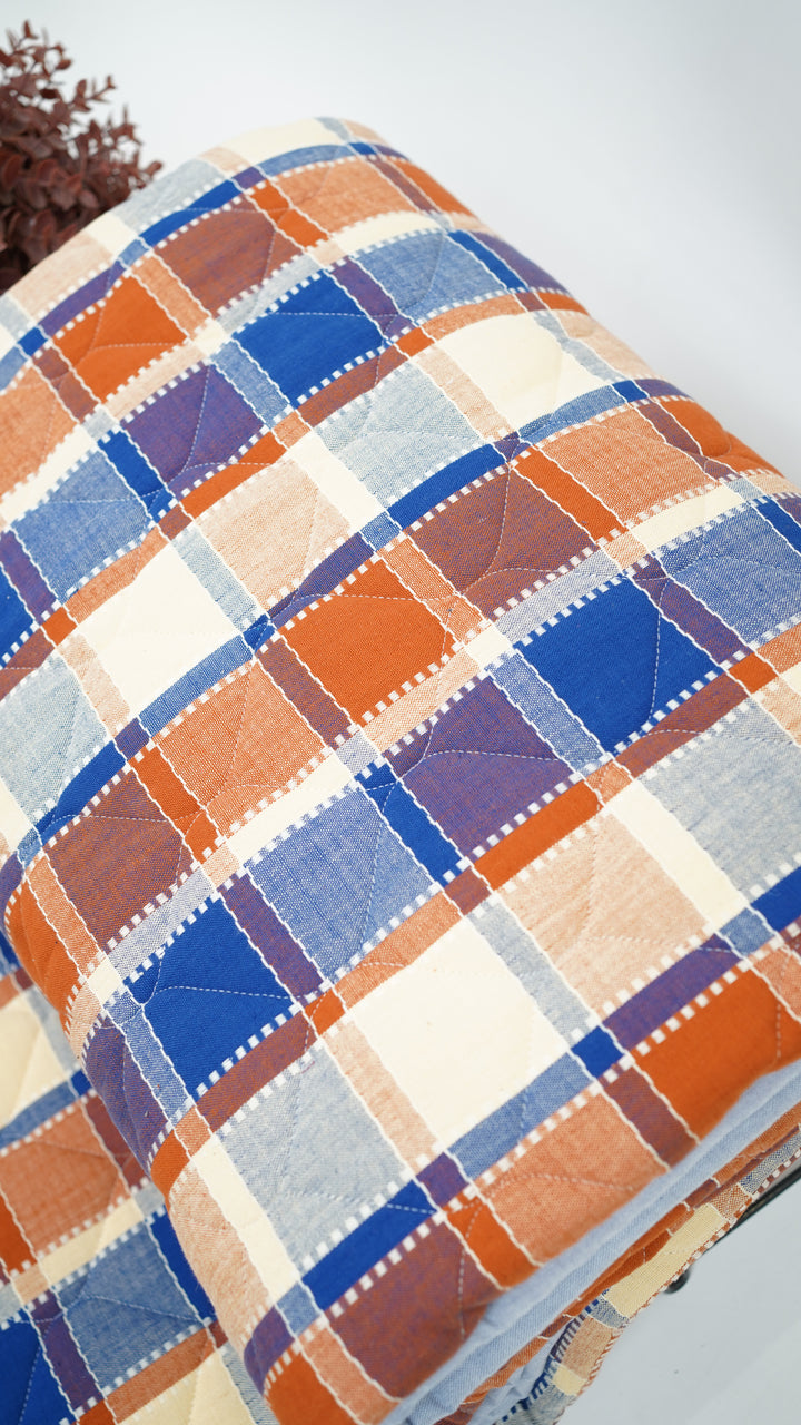 Premium Handloom Double Cot Chennimalai Quilt- Royal Rust