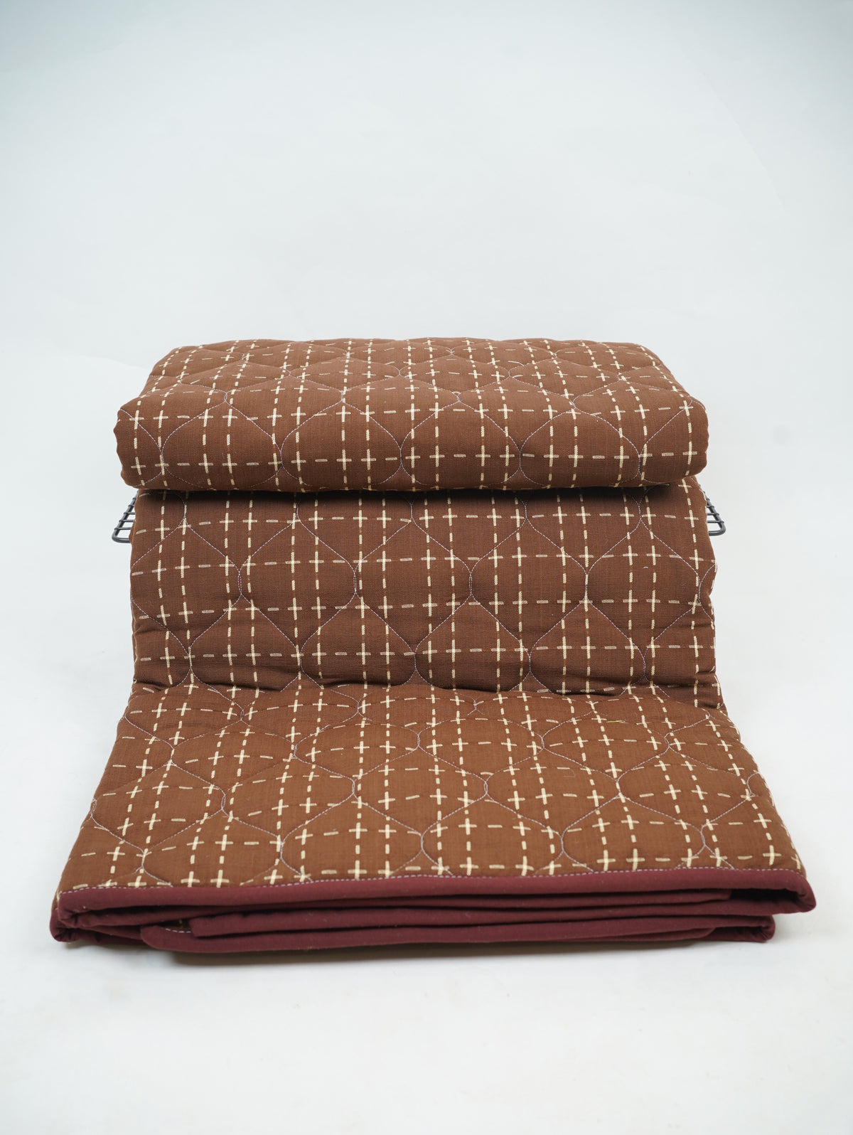 Premium Handloom Single Cot Chennimalai Quilt - Brown