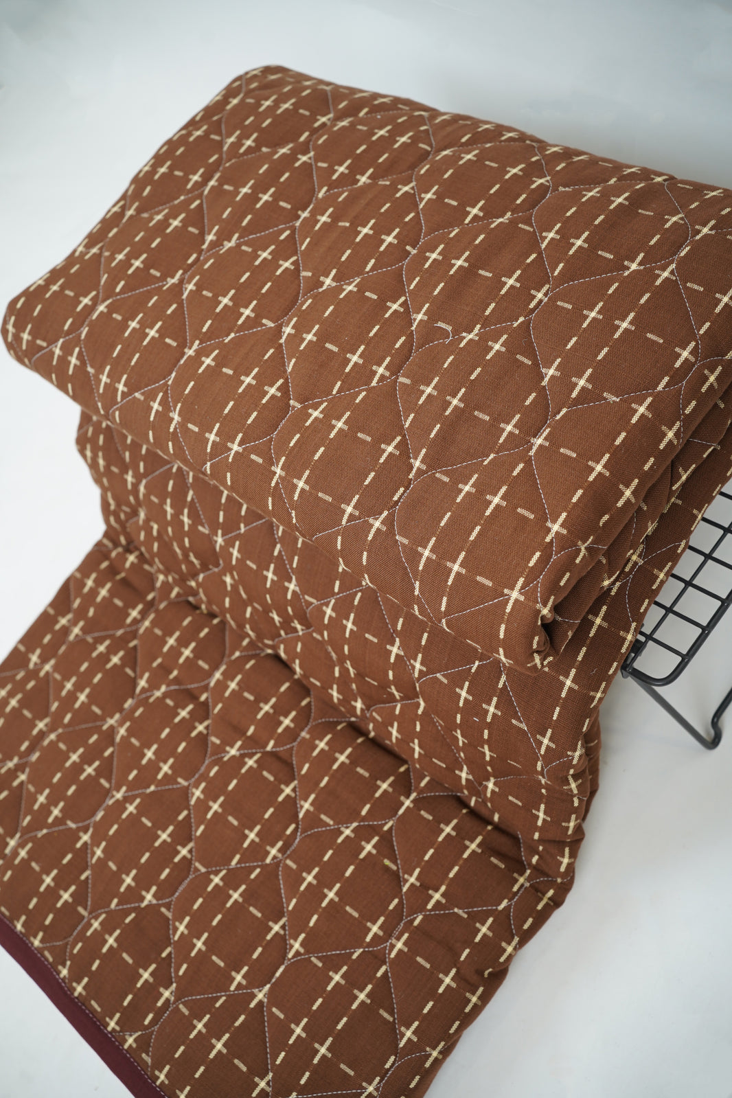 Premium Handloom Single Cot Chennimalai Quilt - Brown