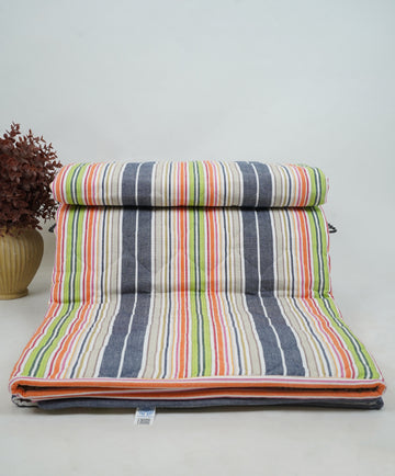 Premium Handloom Single Cot Chennimalai Quilt - Rainbow stripe