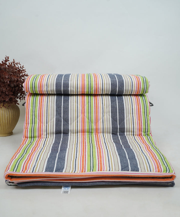 Premium Handloom Single Cot Chennimalai Quilt - Rainbow stripe