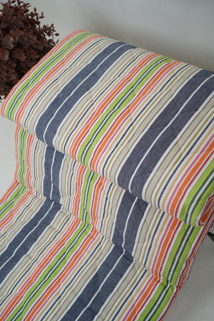 Premium Handloom Single Cot Chennimalai Quilt - Rainbow stripe