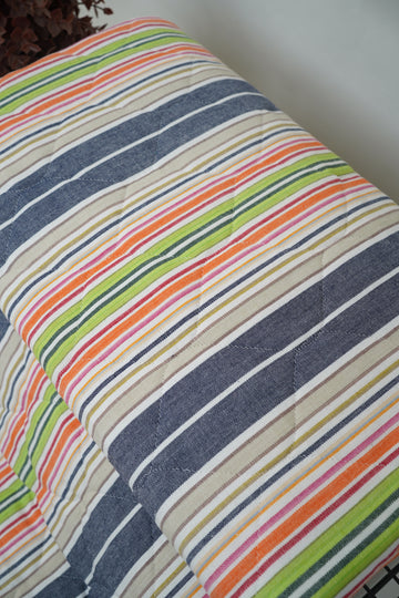 Premium Handloom Single Cot Chennimalai Quilt - Rainbow stripe