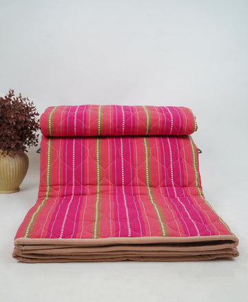 Premium Handloom Single Cot Chennimalai Quilt - Rose Brown