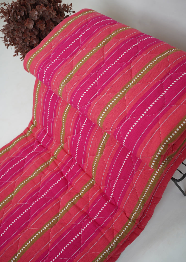 Premium Handloom Single Cot Chennimalai Quilt - Rose Brown