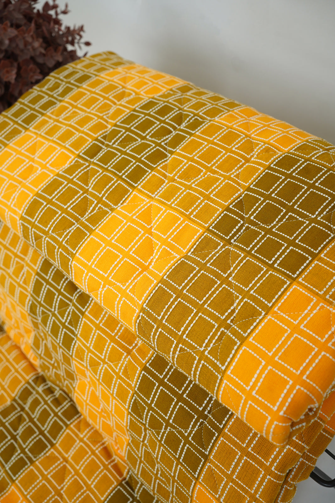 Premium Handloom Single Cot Chennimalai Quilt - Yellow Brown