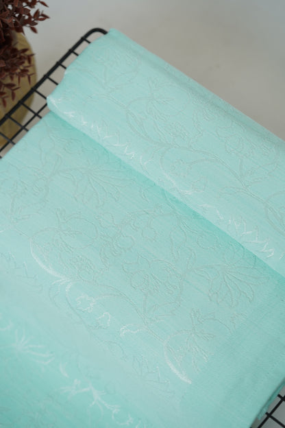 Premium Handloom Pastel Teal Flower Bedsheet
