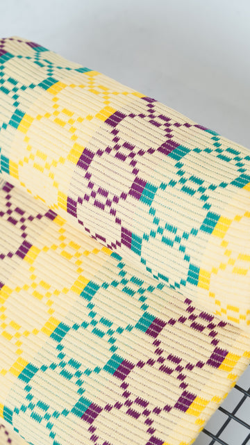 Premium Handloom Vintage Pattern Chennimalai Bedsheet - Purple and Yellow