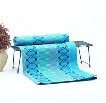 Premium Handloom Light Blue with Orange Chennimalai bedsheet