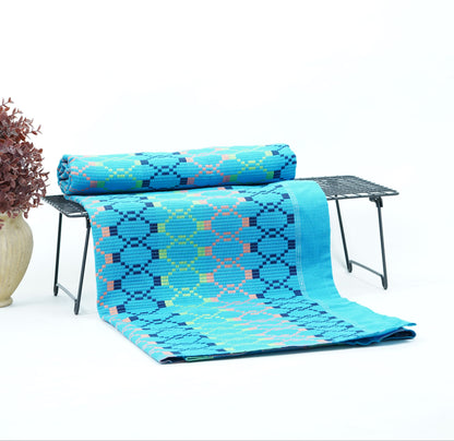 Premium Handloom Light Blue with Orange Chennimalai bedsheet