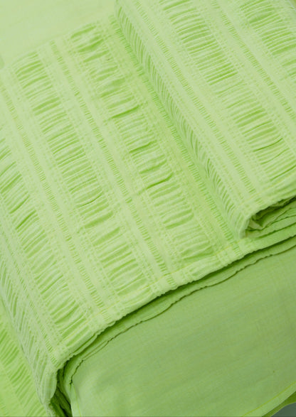 Premium handloom stripe emboss Chennimalai Double Cot Bedspread - Pista green