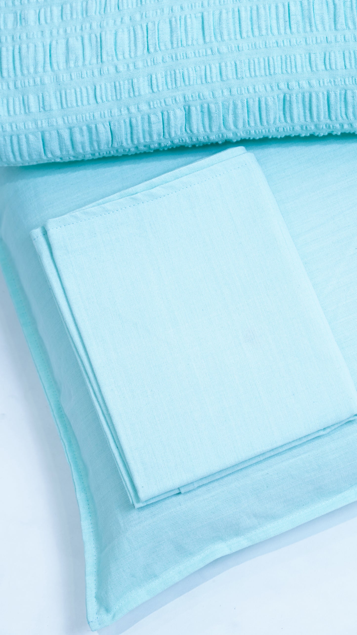 Premium handloom stripe emboss Chennimalai Super King Size Bedspread - Sea Breeze