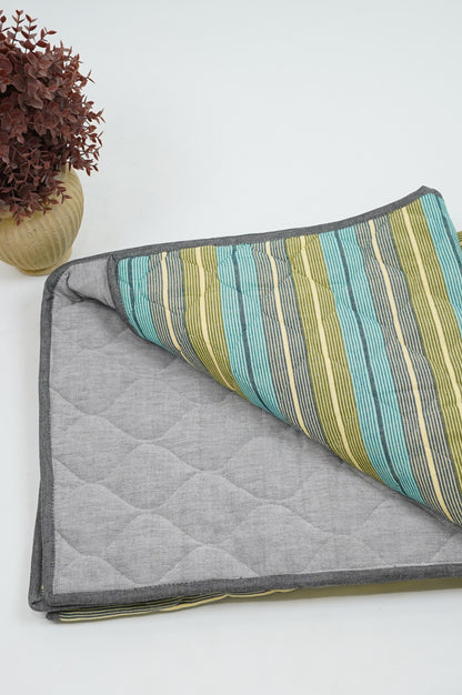 Premium Handloom Single Cot Chennimalai Quilt - Deep Sea