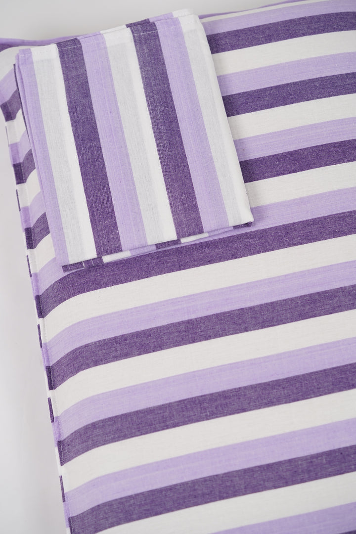 Super Soft Handloom Chennimalai King Size Bedspread Purple and Lavender Stripe