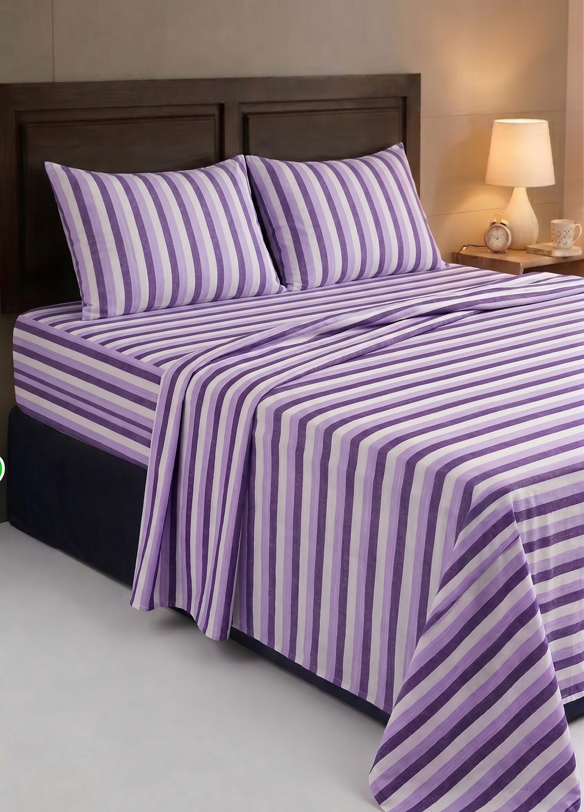 Super Soft Chennimalai Double Cot Bedspread Purple and Lavender Stripe
