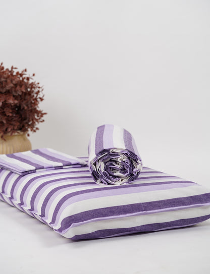 Super Soft Chennimalai Double Cot Bedspread Purple and Lavender Stripe