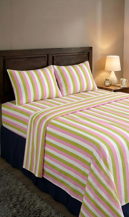 Super Soft Chennimalai Double Cot Bedspread Pink and Green