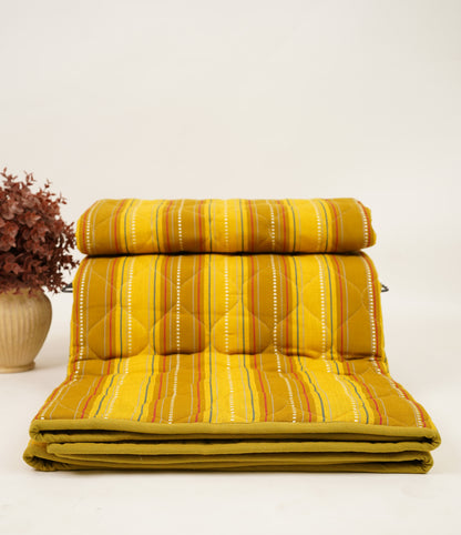 Premium Handloom Single Cot Chennimalai Quilt - Sunny Stripe