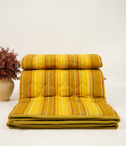 Premium Handloom Single Cot Chennimalai Quilt - Sunny Stripe