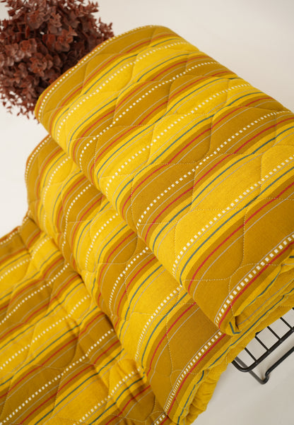 Premium Handloom Single Cot Chennimalai Quilt - Sunny Stripe
