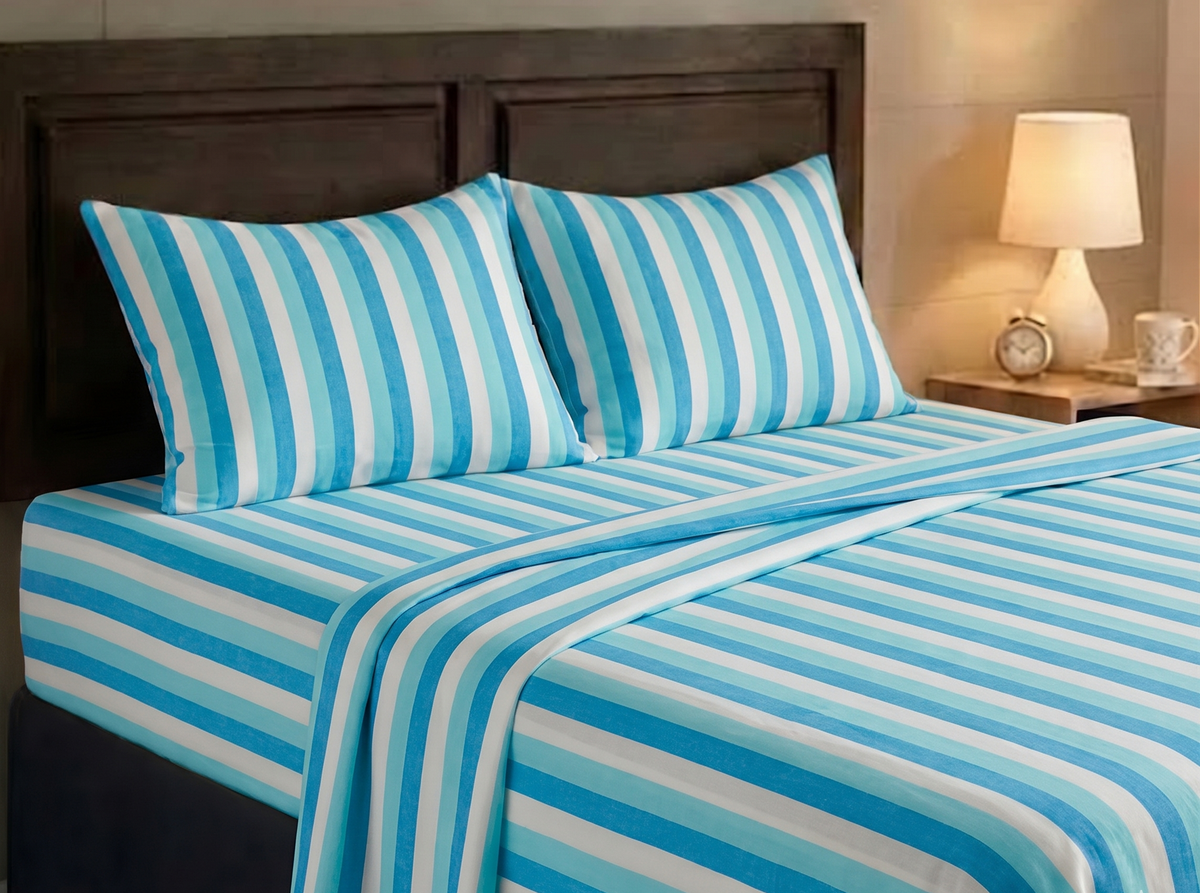 Super Soft Handloom Chennimalai Double Cot Bedspread Light blue