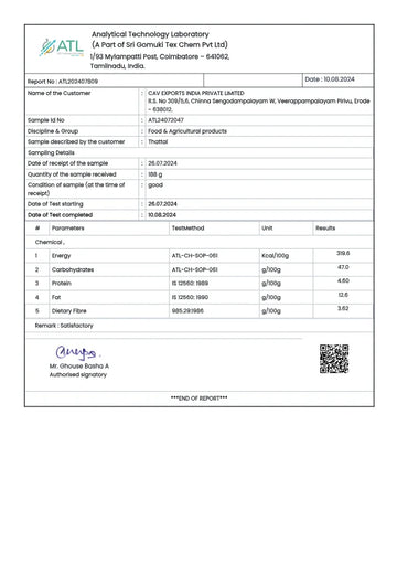 Test report - Thattal