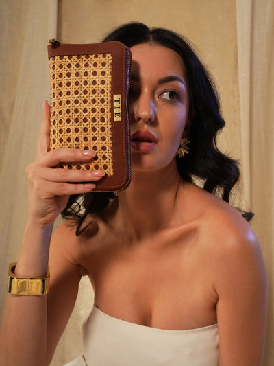 Twyla Tan Cane Clutch