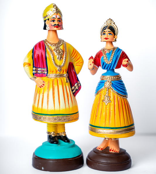 Highly Durable Fiber Tanjore Dancing Doll - Raja Rani couple