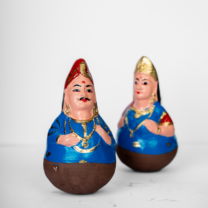 Clay Tanjore Dancing Doll - Blue Couple - Small