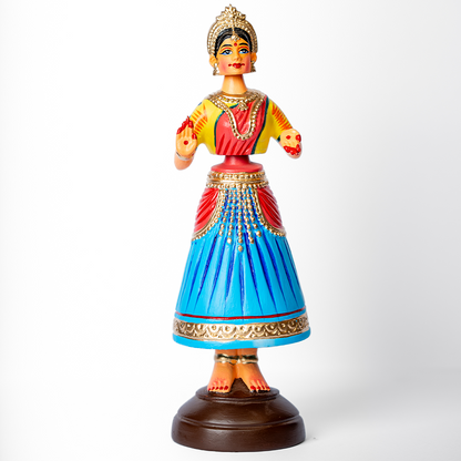 Highly Durable Fiber Tanjore Dancing Doll - Girl - Blue