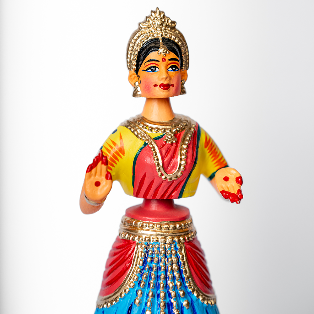 Highly Durable Fiber Tanjore Dancing Doll - Girl - Blue