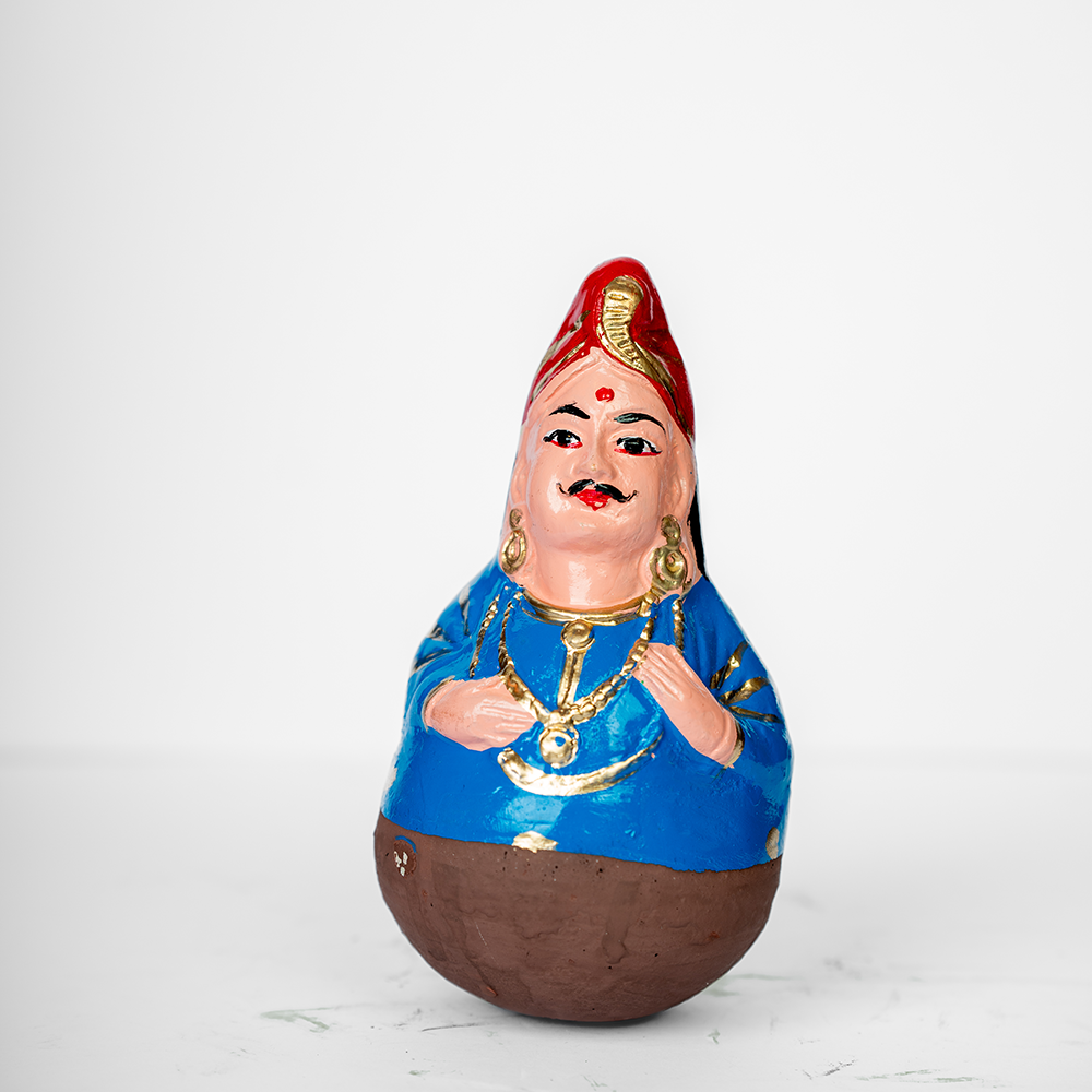 Clay Tanjore Dancing Doll - Blue Couple - Small