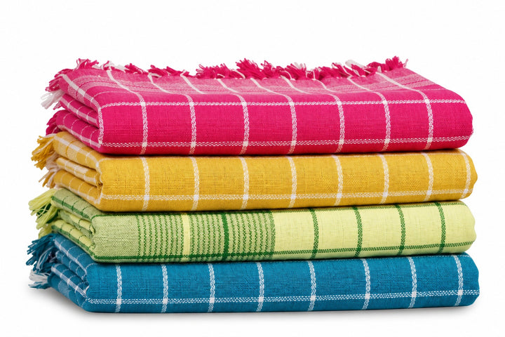 Chennimalai Handloom Soft Grid Weave Towel - Set of 4